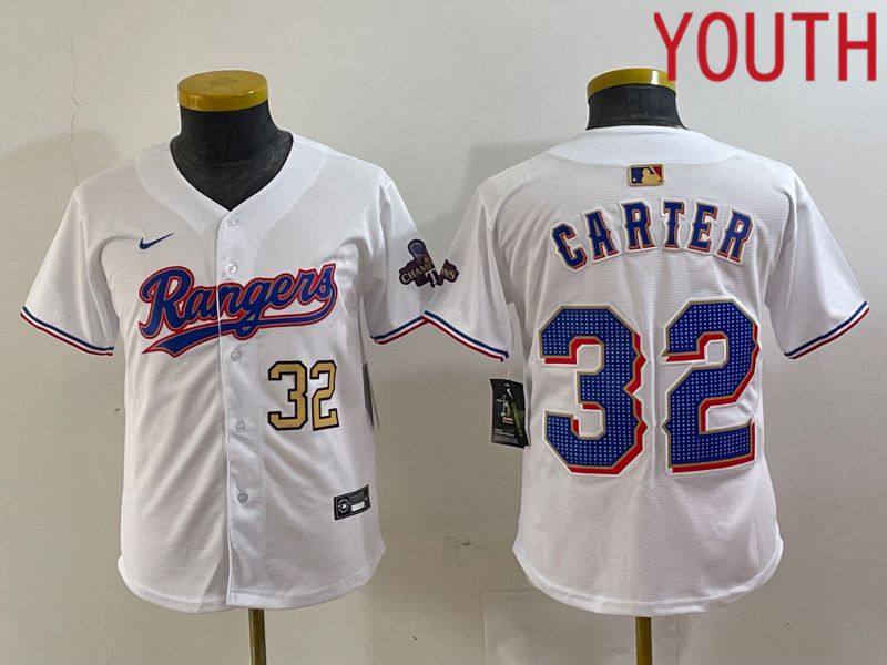 Youth Texas Rangers #32 Carter White Champion Game Nike 2024 MLB Jersey style 3